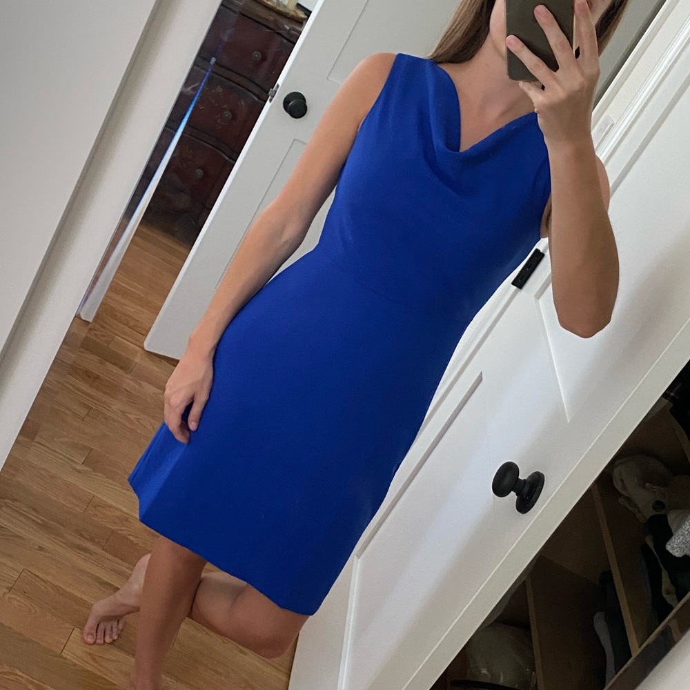 J. Crew cowlneck sheath dress in royal blue